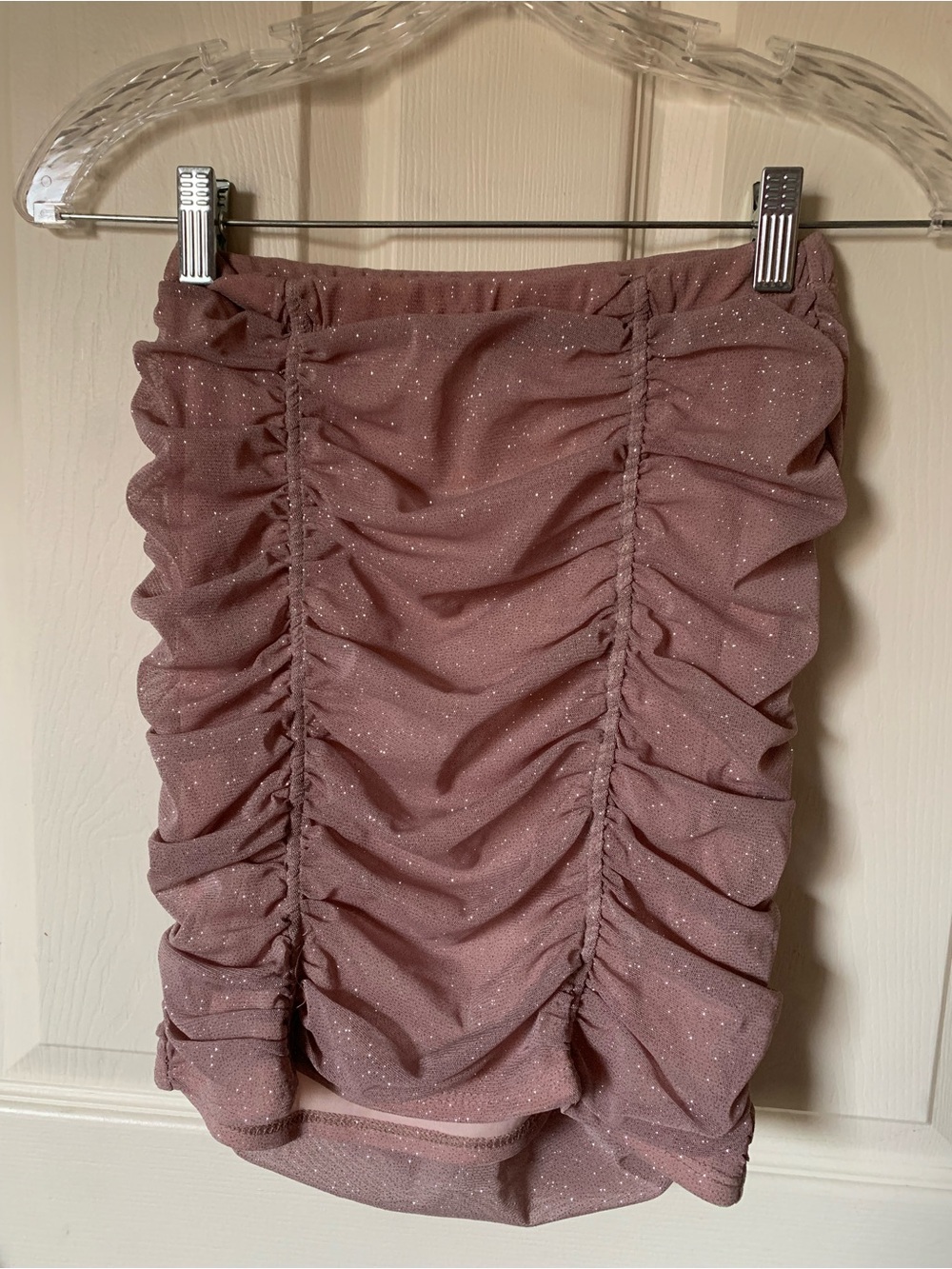 Windsor Ruched Sparkle Mini Skirt - Dusty Rose